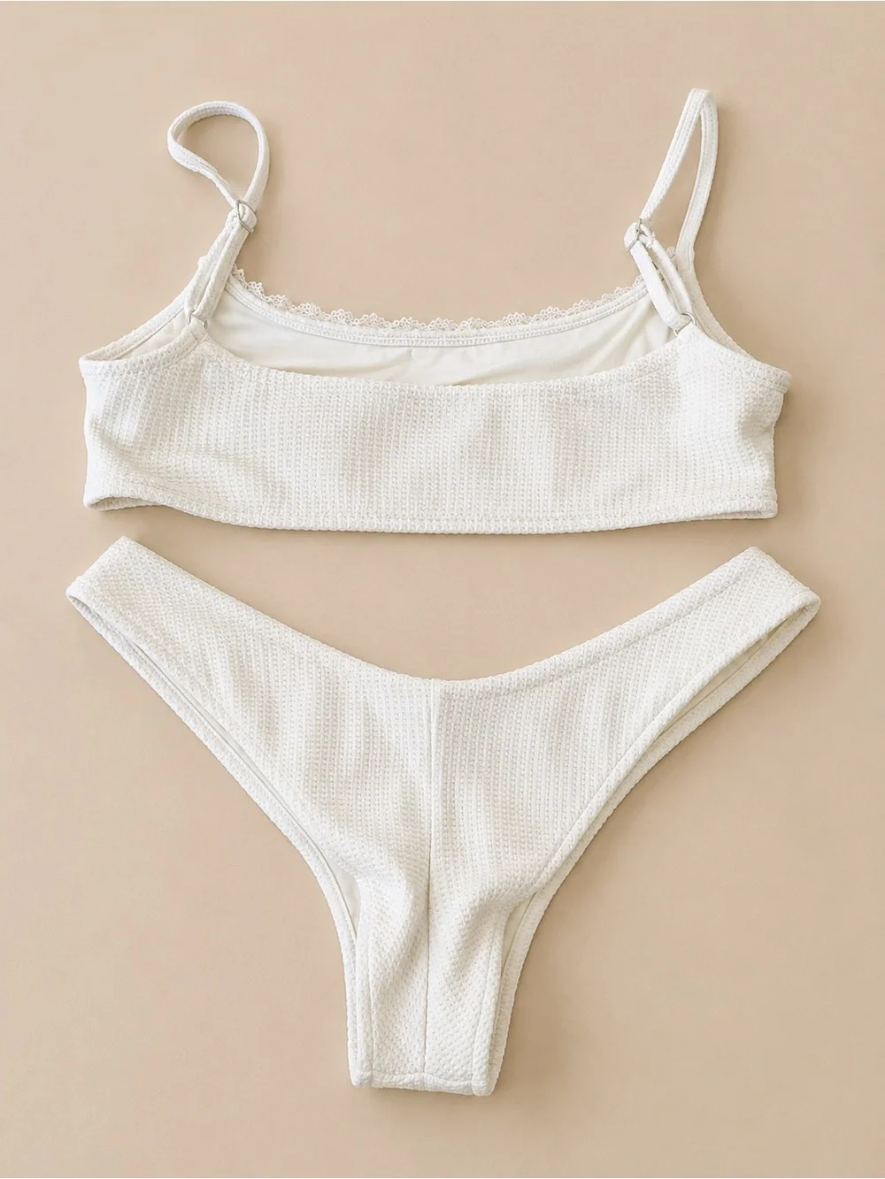 Frankie's Bikinis White Bikini Set with Pink Trim
